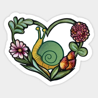 Garden Snail Flower Heart Sticker